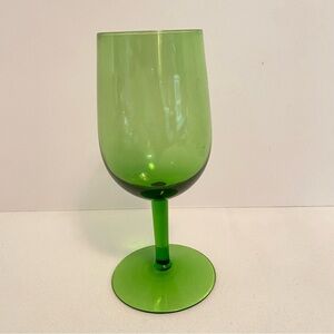 Vintage Mid Century Green Wine Glass